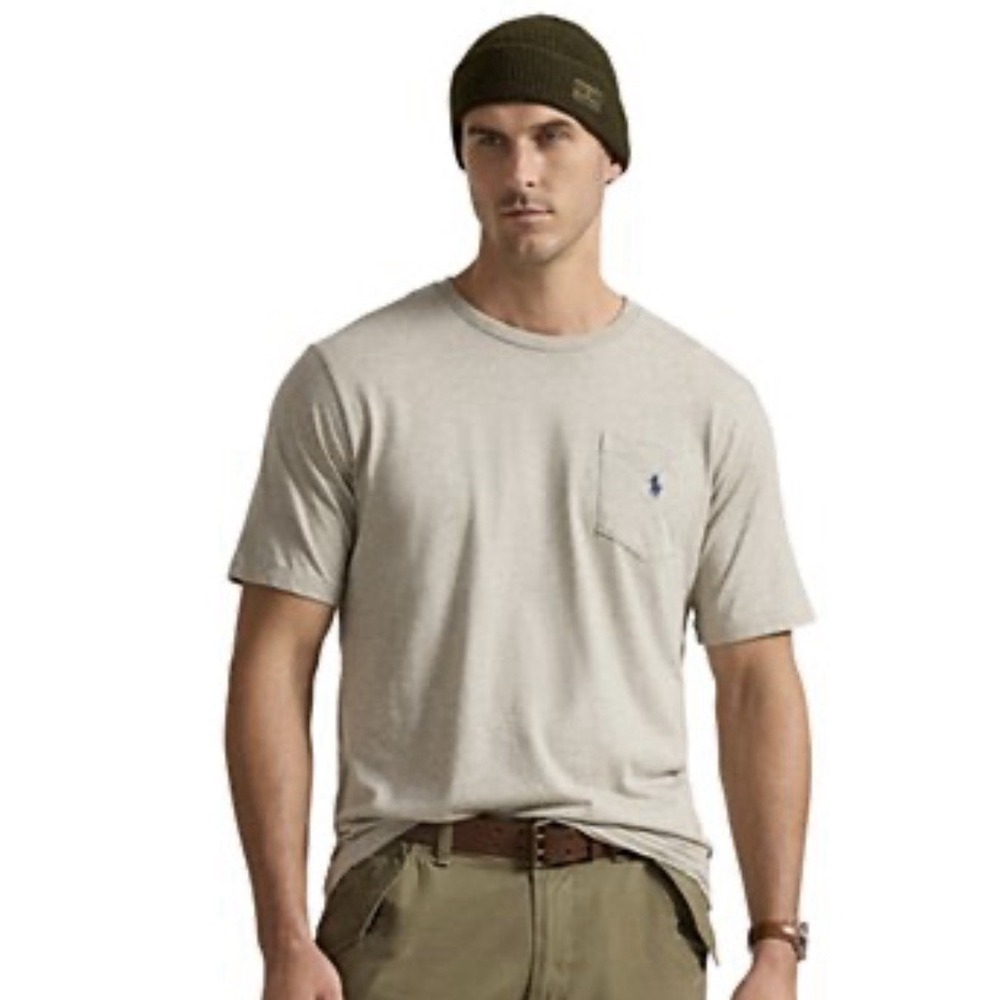 POLO RALPH LAUREN Men's Tan Short Sleeve Crewneck Pocket T-Shirt XXL NWT